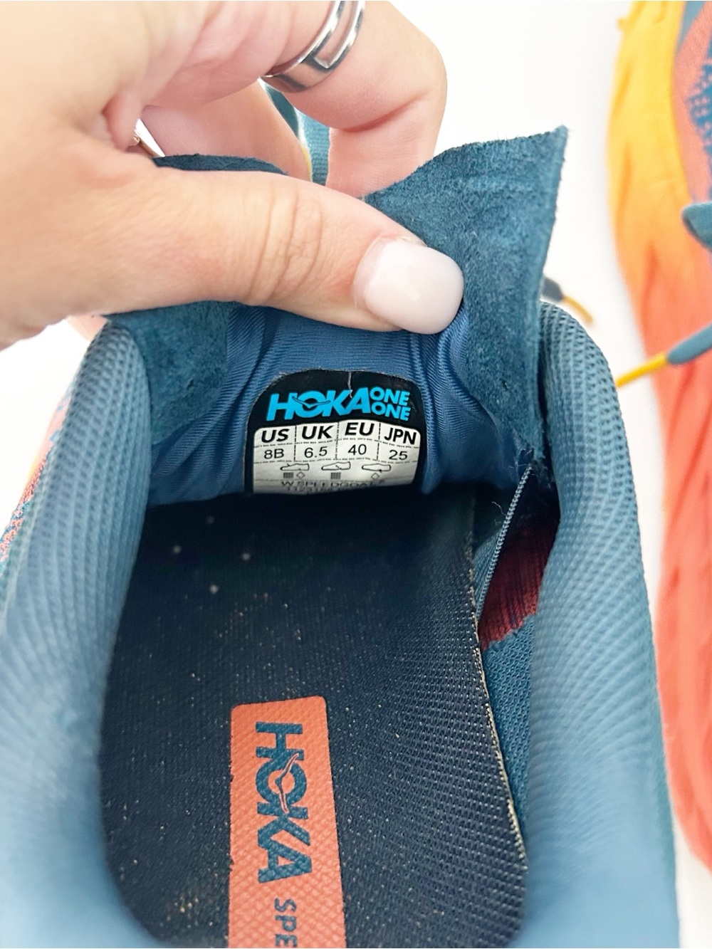 HOKA ONE ONE Speedgoat running shoes blue and coral - Picture 8 of 10